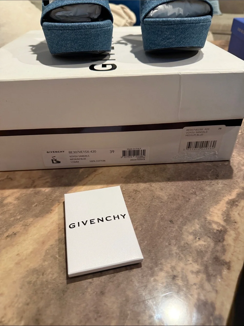 Givenchy Denim Blue Platform Sandals with Ankle Strap size 9